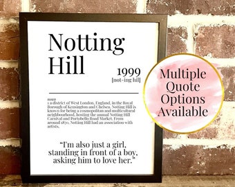 Notting Hill 1999 Dictionary Description Quote Movie Print Vintage A5/A4/A3 (1-5)