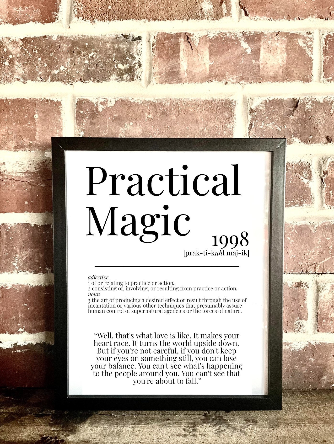 Practical Magic 1998 Dictionary Description Quote Movie Print Vintage ...
