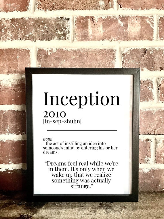 Inception 2010 Dictionary Description Quote Movie Print Vintage A5