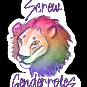 Screw Genderroles Lion Sticker
