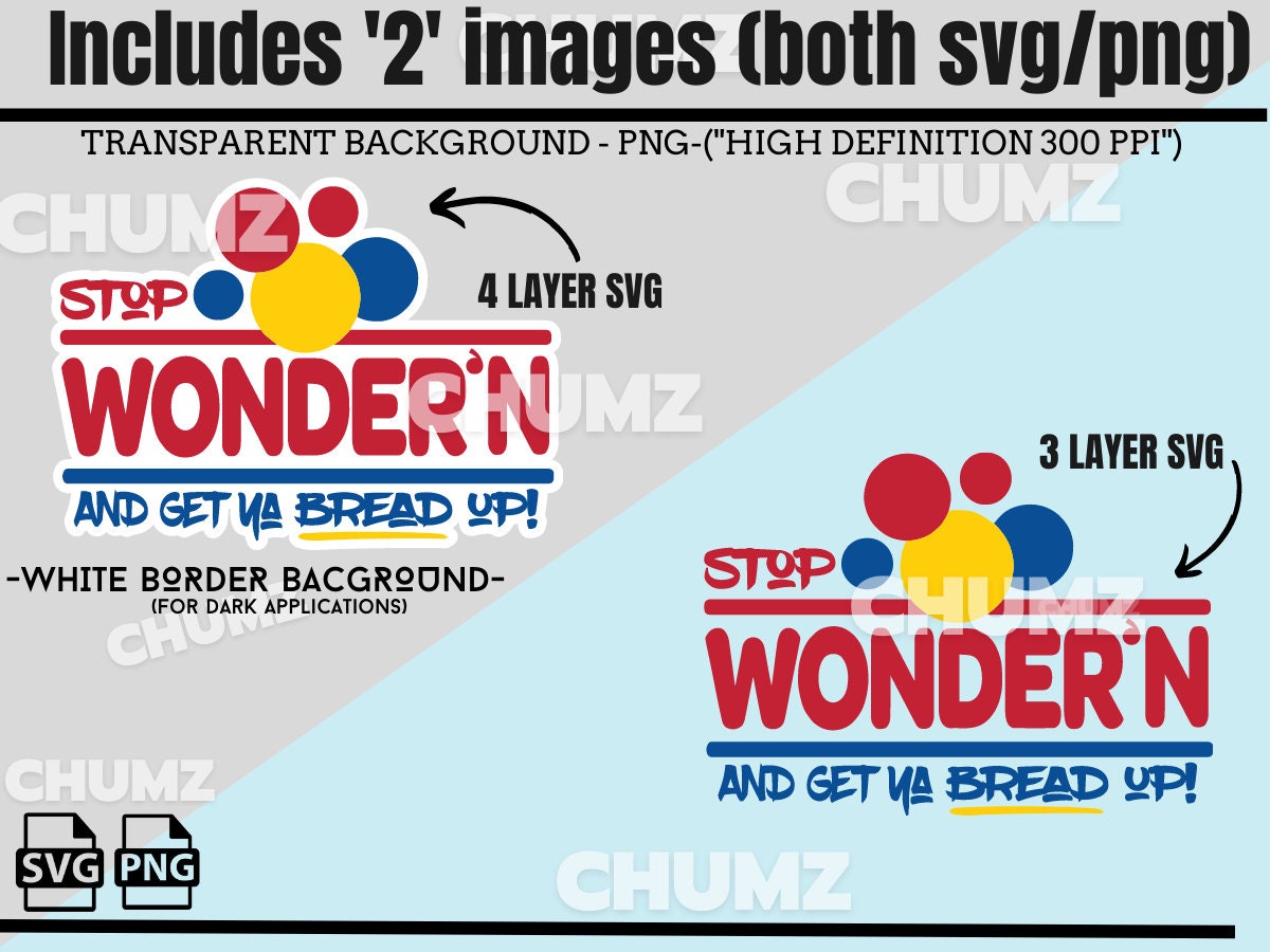 STOP WONDER'N and Get Ya Bread up SVG Png Digital Etsy