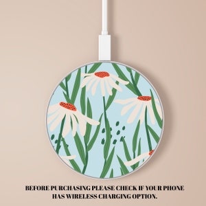 Flowers Wireless Charger Minimalist Fast Charging Station for All QI Enabled iPhone 8, 12ec, Xs, 14, 13, Xr, Samsung Galaxy A12, S22, S21Fe image 4