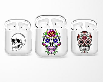Gothic Skull Design AirPods Case Horror Cover for AirPods Generation 1 & 2 Protective Aesthetics Clear Plastic Cases