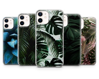 Green Tropical Leaves, Leaf Pattern Cover for iPhone 14Pro, 13, 12, 11, XR, 7, 8, Samsung S23, S22, S21FE, A53, A14, A13, Pixel 7, 6A