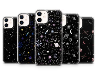 Planet Handyhülle Mond Stern Hülle für iPhone 14Pro, 13, 12, 11, XR, 7, 8, Samsung S23, S22, S21FE, A53, A14, A13, Pixel 7, 6A