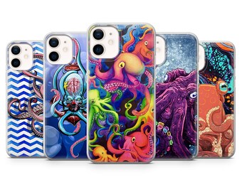 Octopus Phone Case Ocean Aesthetic iPhone Case for iPhone 14Pro, 13, 12, 11, XR, 7, 8, Samsung S23, S22, S21FE, A53, A14, A13, Pixel 7, 6A
