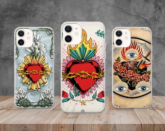 Sacred heart Phone Case Shockproof Fitted Cover for iPhone 14Pro, 13, 12, 11, XR, 7, 8, Samsung S23, S22, S21FE, A53, A14, A13, Pixel 7, 6A