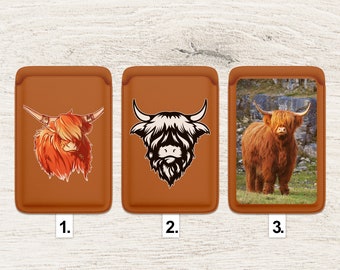 Highland Cow Wallet, Scotland Animal Card Holder Case Wiccan Wallet for iPhone 13, iPhone 12 models, Mini Card, Personalized Phone Wallet