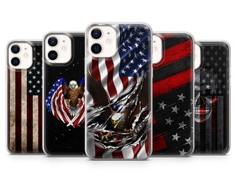 Amerikanische Flagge Handyhülle für iPhone 14Pro, 13, 12, 11, XR, 7, 8, Samsung S23, S22, S21FE, A53, A14, A13, Pixel 7, 6A