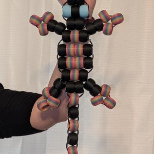 Giant Pony Bead Lizard Wall Hanging | Rainbow Glow, 90s Retro Camp Craft Decor