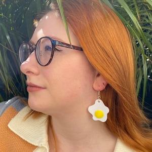 Egg-centric 3D Printed Egg Earrings, Unique Earrings, Food Earrings, Funny Earrings, Light Weight