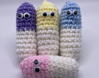 Medicina Chill Pill de peluche tejida a ganchillo