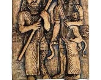 Epic of the Gilgamesh flood tablet /Enkidu/Enki/Ancient Demon Annunaki relief tablo/ Gilgamesh