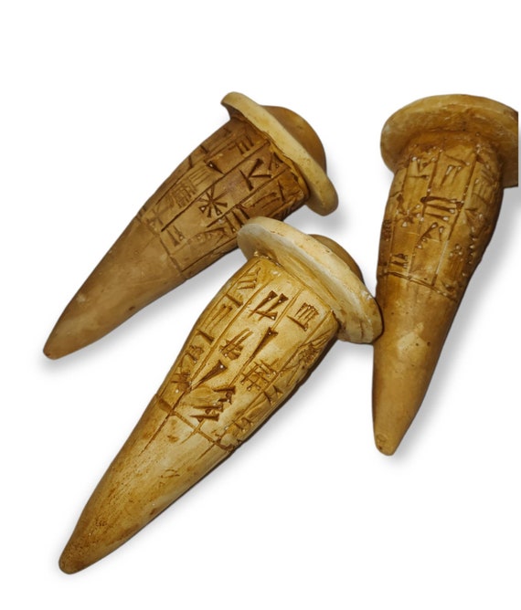 Sumerian Clay Tablet/sumerian Dedication Foundation Cones/sumerian  Cuneiform Cone Replica / Clay Nail /3sets - Etsy Israel