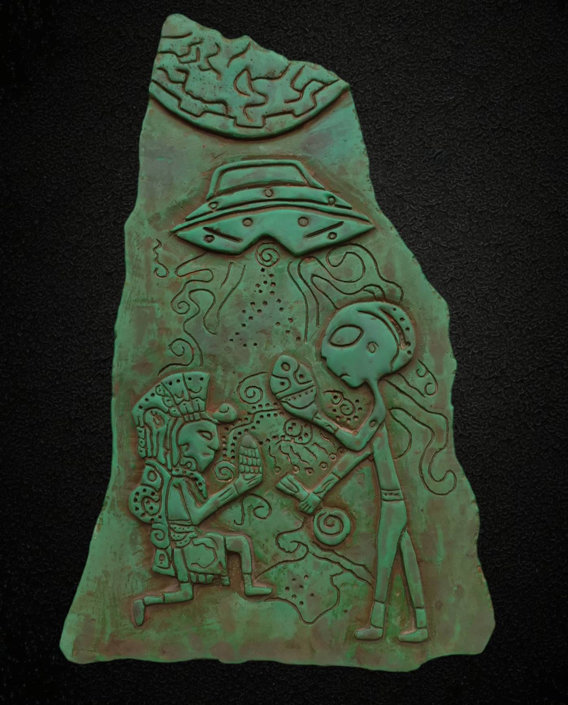 Ancient Alien/ufo Decoration/tablet/ Aztec/ Mayan - Etsy