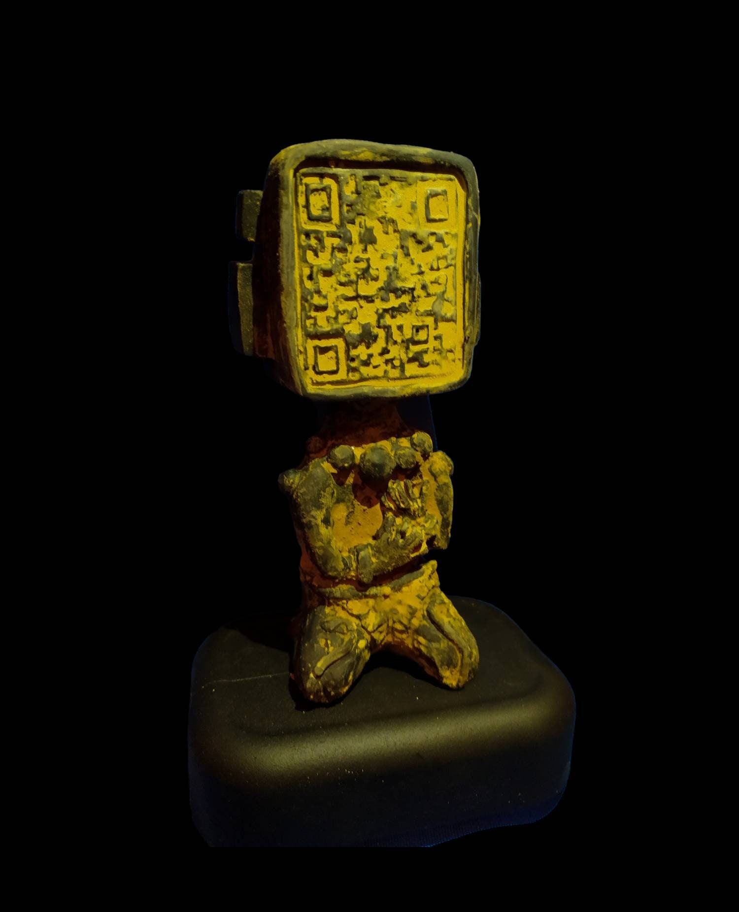 QR Code Head Statue With Stand / Ancient Mayan Statue Etsy Australia