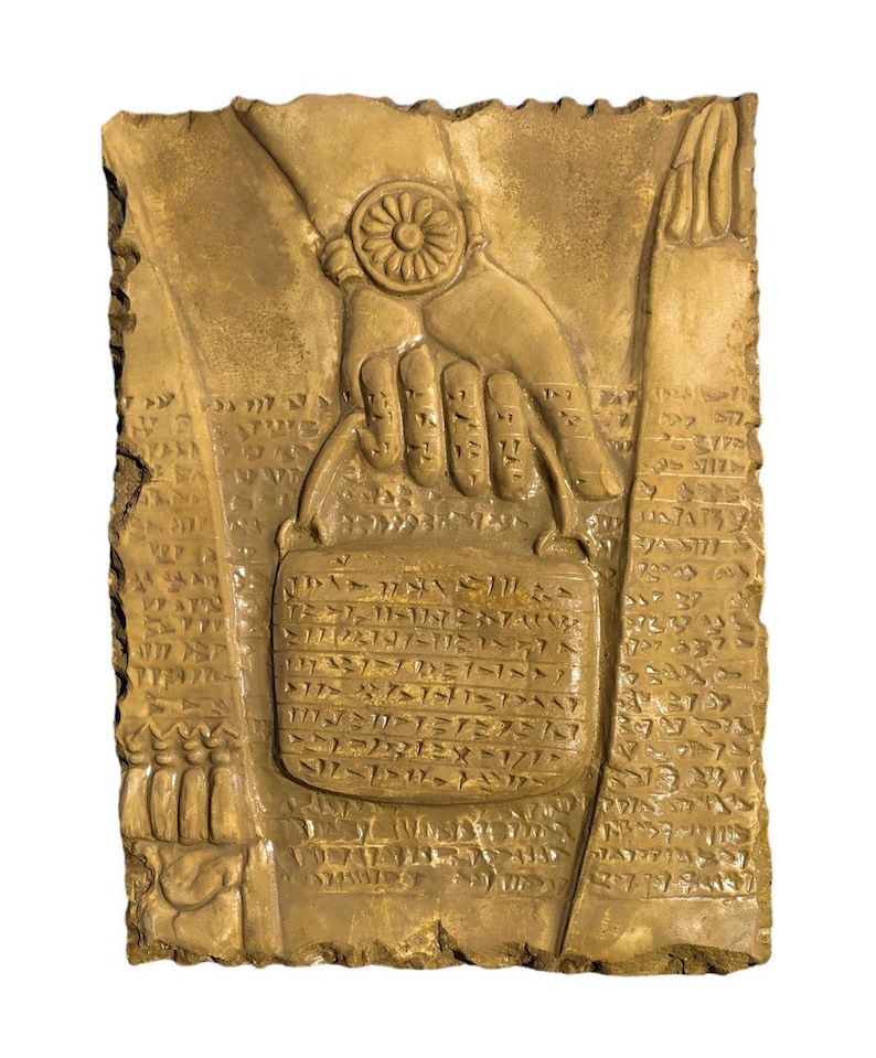 Sumerian Cuneiform Fragment hand / Sumerian Handbag /Annunaki Bag Replica Art/ Epic of Gilgamesh image 1