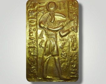 Tabla Esmeralda de Thoth, decoración de pared, relieve dorado de la Atlántida