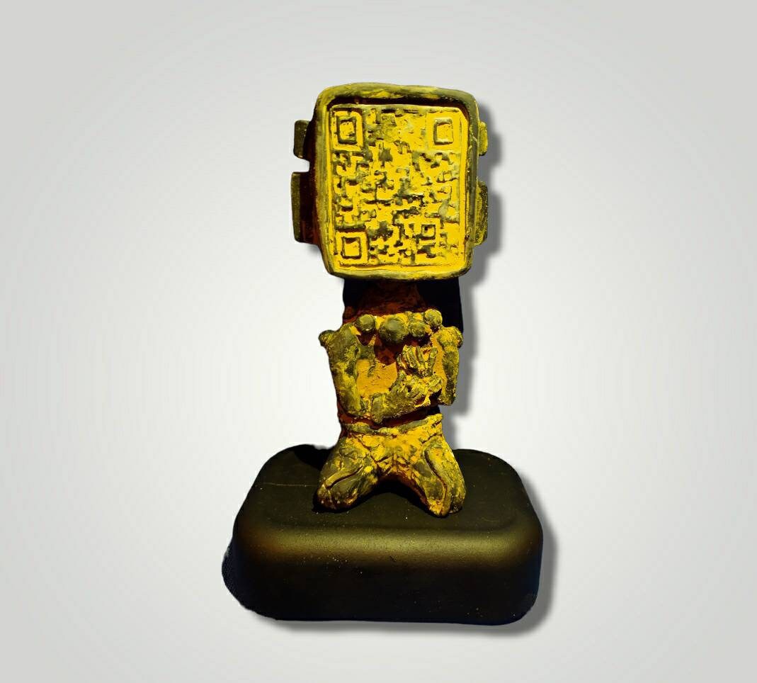 QR Code Head Statue With Stand / Ancient Mayan Statue Etsy