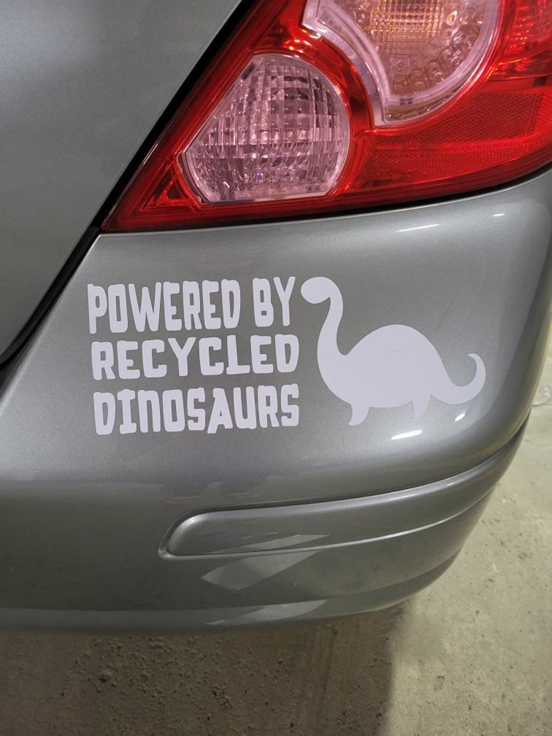 Powered by Recycled Dinosaurs Sticker Car Decal Fun Phrase Etsy