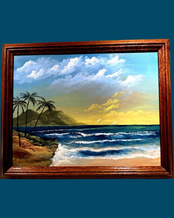 Acrylic Hand Painted Hawaiian Scenery Art & Collectibles Painting etna