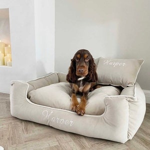 Luxury Beige Personalised Dog Bed