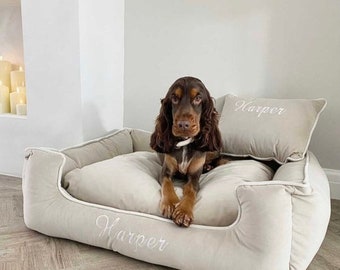 Luxury Beige Personalised Dog Bed