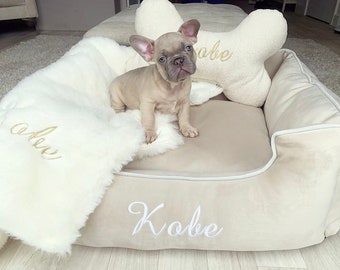 Luxury Personalised Dogbed With Bone Pillow