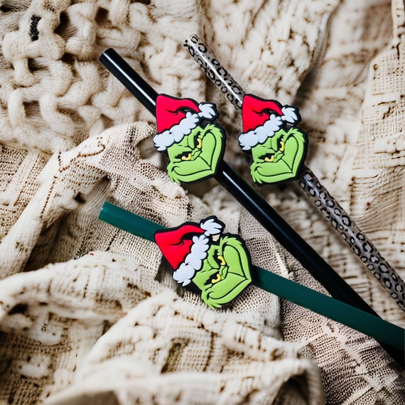 The Grinch Straw Charm, Grinch Straw Charm, Christmas Straw Topper