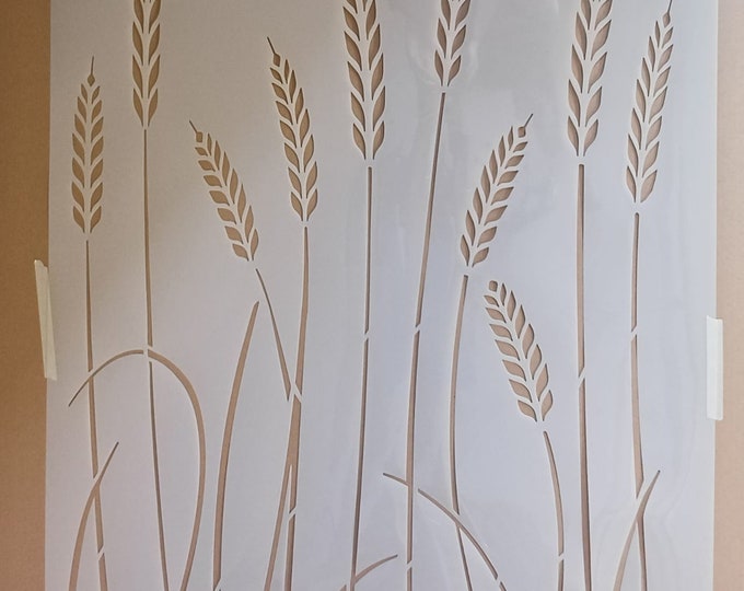 Wheat Spice II Stencil, 125x85cm or 69x47cm/ 0.5mm or 1mm thick, Large Wall, Painting-Plastering