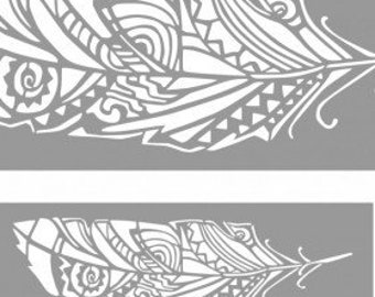 Set of 2 x Big Aztec Leaf Stencils, 86x31cm and 56x20cm, SP181S2