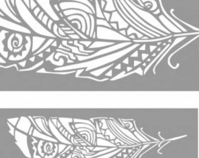 Set of 2 x Big Aztec Leaf Stencils, 86x31cm and 56x20cm, SP181S2