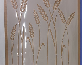 Wheat Spice Stencil, 96x76cm or 58x46cm / 0.5mm or 1mm thick, Large Wall, Painting-Plastering