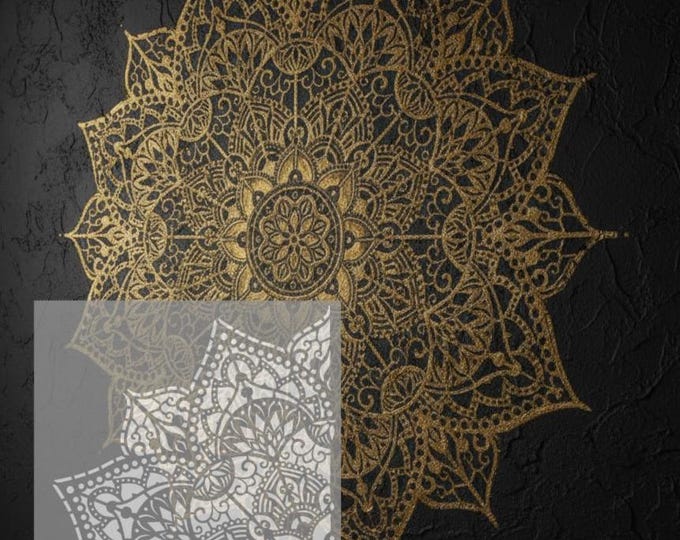 89x89cm or 59x59cm or 45x45cm, 1mm or 0.5mm thick, ANYA Mandala Repetitive Stencil, Paint or Plaster Stencil, Textured Wall Stencil