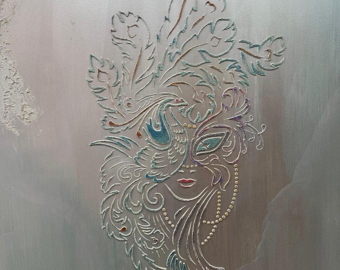 110*60cm / 1mm or 0.5mm thick, Donna Masque Repetitive Stencil, Paint or Plaster Stencil, Textured Wall Stencil