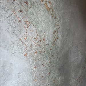 65x55cm, 1mm or 0.5mm thick, Amfor Damask, Stencil Repetitive, Paint or Plaster Stencil, Textured Wall Stencil