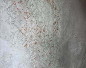 Amfor Damask Motif Stencil 65x55cm, 1mm or 0.5mm thick, Reusable / Repetitive