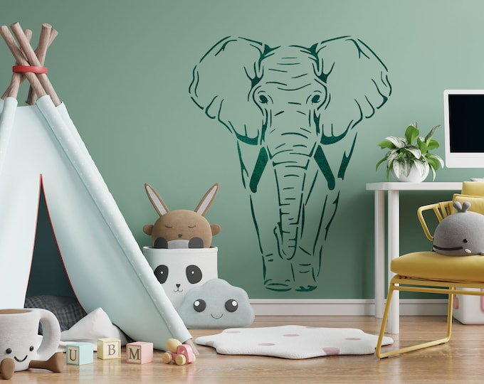 89x70cm, 0.5 / 1mm thick, Elephant Stencil, Reusable, Paint or Plaster Stencil, Textured Wall Stencil