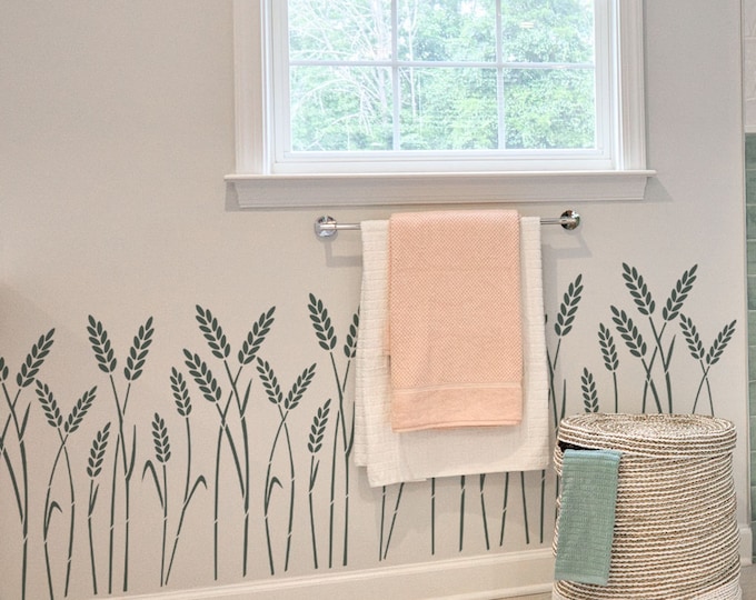 Wheat Spice Stencil, 96x76cm or 58x46cm / 0.5mm or 1mm thick, Large Wall, Painting-Plastering