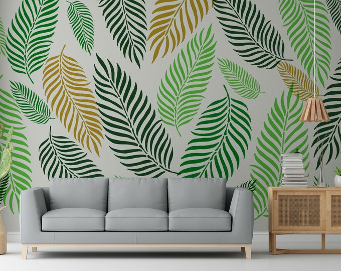 125x70cm, 89x50cm or 50x35cm / 0.5mm or 1mm thick, Palm Leaf Stencils 2, Paint or Plaster Stencil, Textured Wall Stencil