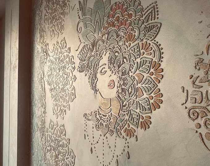 89*59cm / 1mm or 0.5mm thick, MaDamme Repetitive Stencil, Paint or Plaster Stencil, Textured Wall Stencil