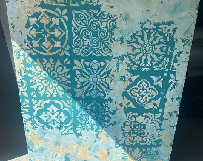 Stencil 12 Tile Models, Flower Morocco 79x59cm, 1mm or 0.5mm thick, Reusable