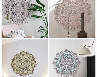 44x44cm, Set of 4 Quarter Mandala, 1mm or 0.5mm thick, Repetitive Stencil, Paint or Plaster Stencil, Textured Wall Stencil