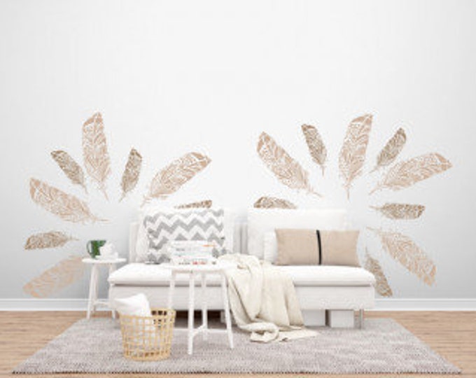 86x31cm and 56x20cm, 1mm or 0.5mm thick, Set of 2 x Big Aztec Leaf Stencils, Paint or Plaster Stencil, Textured Wall Stencil