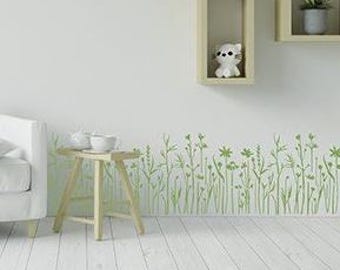 59x47cm, 1mm or 0.5mm thick,Flowers Grass Border Stencil, Paint or Plaster Stencil, Textured Wall Stencil