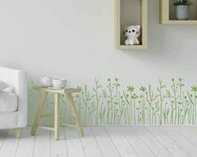 59x47cm, 1mm or 0.5mm thick,Flowers Grass Border Stencil, Paint or Plaster Stencil, Textured Wall Stencil