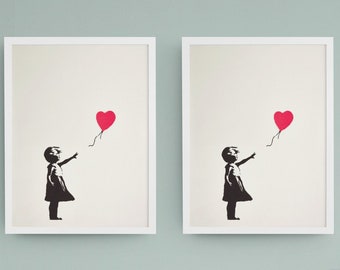 Banksy Girl with the Red Balloon, Graffiti Art, Poster, Canvas, A0-A5