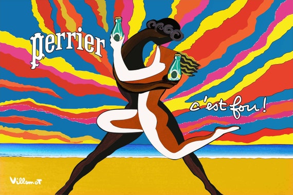 Bernard Villemot Vintage Perrier Advertising Poster Print Wall Art Canvas Shipped from Australia
