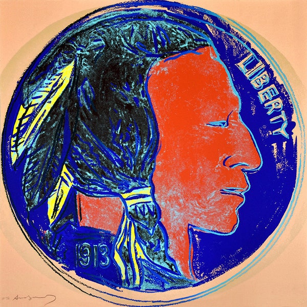 Andy Warhol, Indian Head Nickel de Cowboys & Indians, Affiche, Impression, Illustration, Toile, Expédié d'Australie