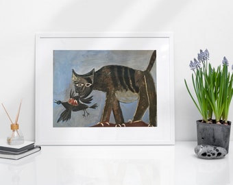 Pablo Picasso, Cat Catching Bird Poster, Print, Art, Canvas, Wall Art, Shipped from Australia